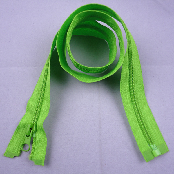 5# nylon auto lock open-end zipper on green color